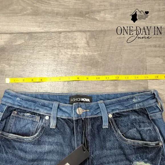 Fashion Nova Juniors I Said So Ripped Straight Leg Jeans Size 13 - Picture 4 of 8